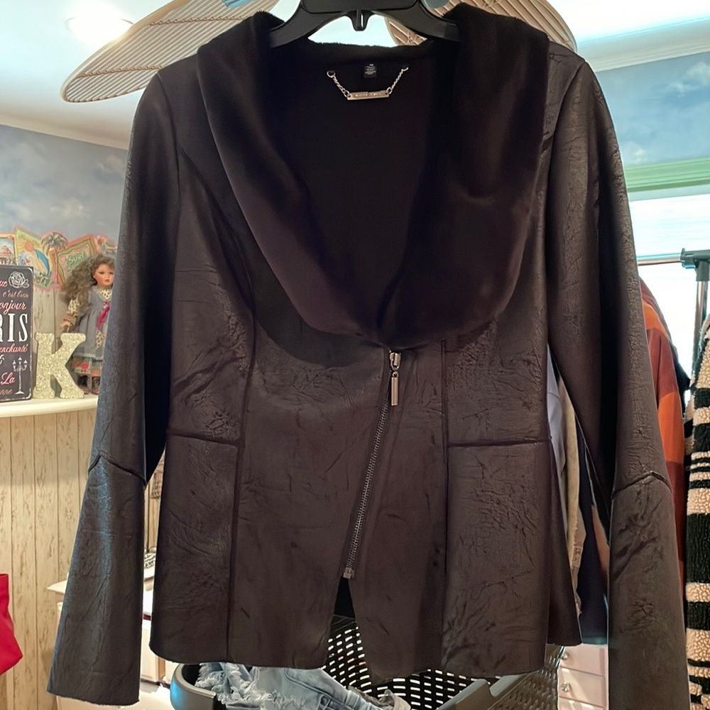 New Asymmetrical Faux Leather Jacket WHBM - M